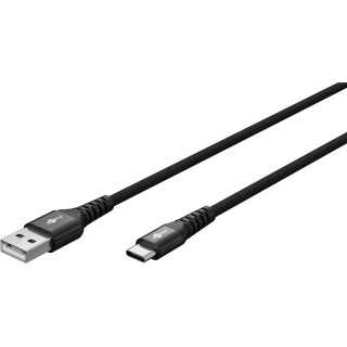 Cablu extrem de flexibil din silicon si textil 3m USB-C 3.1 - USB-A 3.0 Supersoft cu mufe metalice 3A 15W Goobay 74528