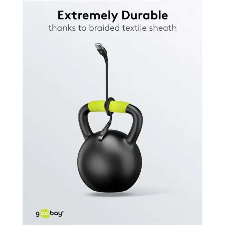 Cablu extrem de flexibil din silicon si textil 3m USB-C 3.1 - USB-A 3.0 Supersoft cu mufe metalice 3A 15W Goobay 74528