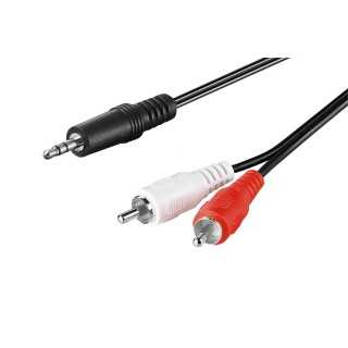 Cablu RCA mufa x2 Jack 3.5mm 3 pin mufa 0.5m culoare neagra Goobay 51701