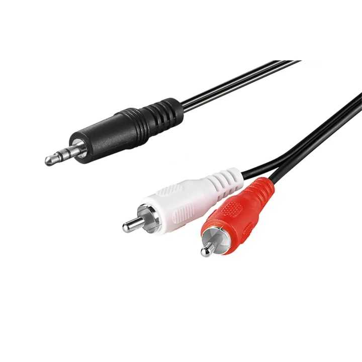 Cablu RCA mufa x2 Jack 3.5mm 3 pin mufa 0.5m culoare neagra Goobay 51701