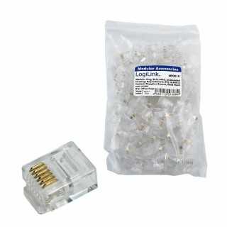 Set 100 conectori RJ12 6 pini 6P6C tata pe cablu LOGILINK MP0019-100