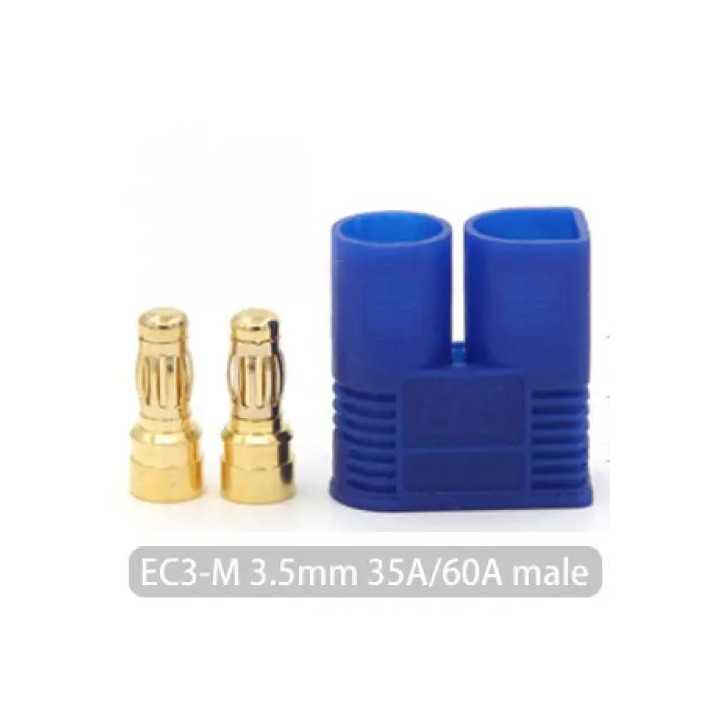 Conector alimentare DC EC3 tata 25A 500V 2 pini 12AWG drept albastru AMASS EC3-M