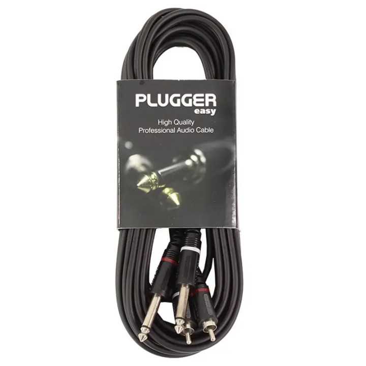 Cablu audio Professional 2x Jack 6.35 mm tata mono - 2x RCA tata 6m PLUGGER PLU CABB RM0JMM 6M00 EAS