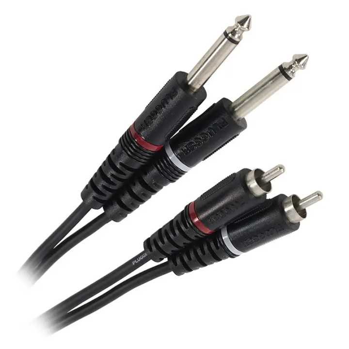 Cablu audio Professional 2x Jack 6.35 mm tata mono - 2x RCA tata 6m PLUGGER PLU CABB RM0JMM 6M00 EAS