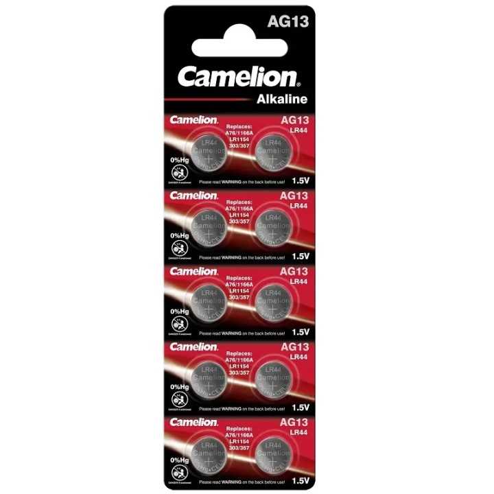 Set 10 baterii alkaline LR44 AG13 1.5V CAMELION GERMANY G13-BP10