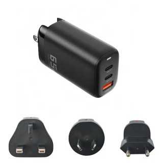 Alimentator 2x USB-C 3.1 + USB3.0 PD 3.0 65W + 3 adaptoare pentru calatorii