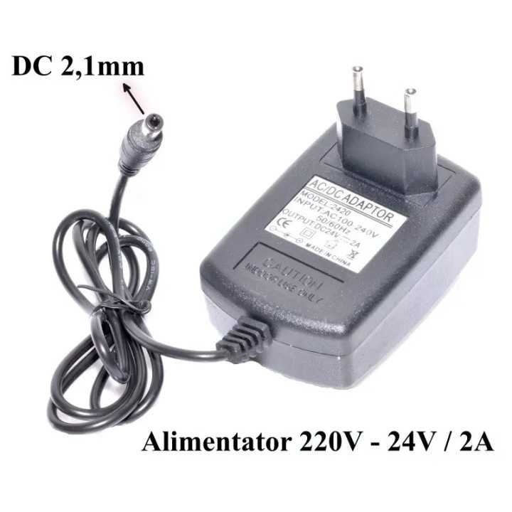 Alimentator in comutatie AC/DC 24V 2A mufa 5.5x2.1mm cablu 85cm