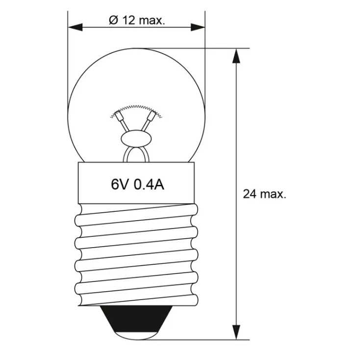 Set 10 becuri E10 6V 400mA tip glob incandescent Goobay 9581-10