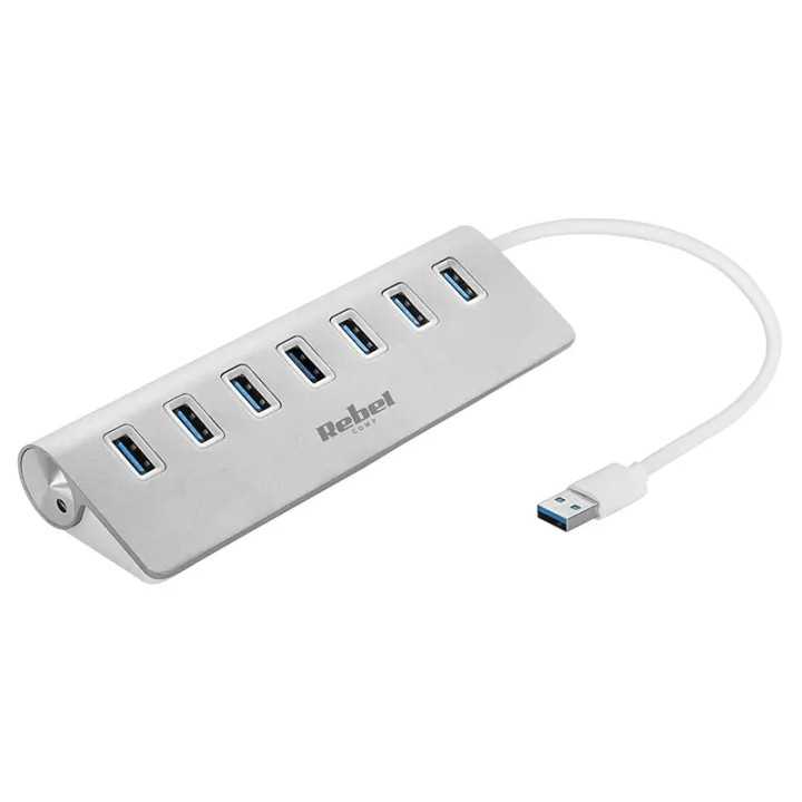 Hub USB 3.0 7 porturi Plug&Play OTG Rebel KOM1091