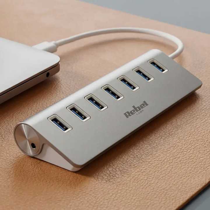 Hub USB 3.0 7 porturi Plug&Play OTG Rebel KOM1091