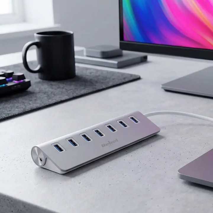 Hub USB 3.0 7 porturi Plug&Play OTG Rebel KOM1091