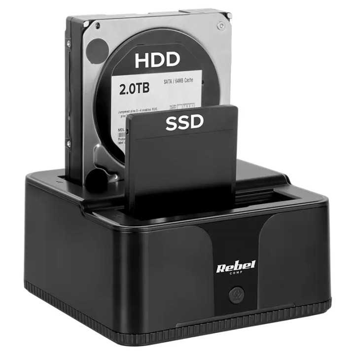Docking Station HDD 3.5” /2.5” SSD microSD /SD /HUB USB 3.0 20TB Rebel KOM01041