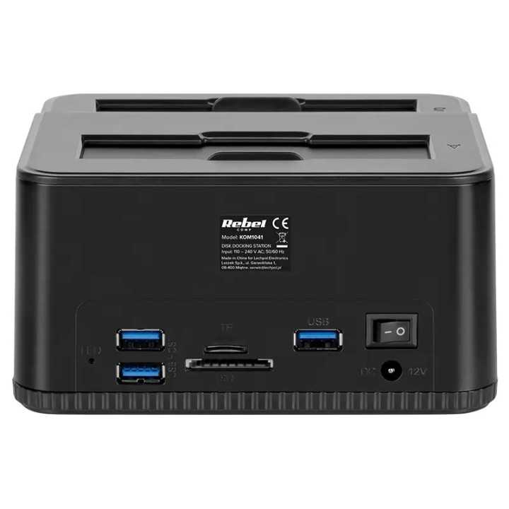 Docking Station HDD 3.5” /2.5” SSD microSD /SD /HUB USB 3.0 20TB Rebel KOM01041