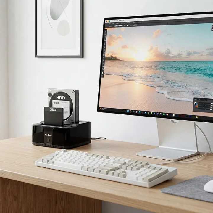 Docking Station HDD 3.5” /2.5” SSD microSD /SD /HUB USB 3.0 20TB Rebel KOM01041