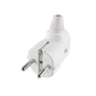 Stecher cu pamantare cablu lateral cu manson flexibil alb Home NPD 1/WH