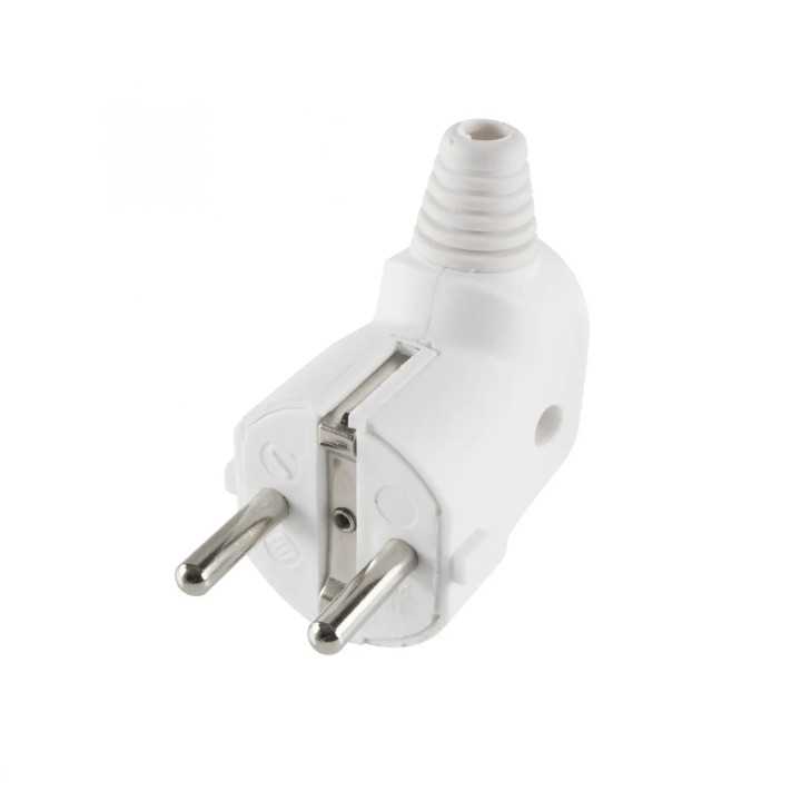 Stecher cu pamantare cablu lateral cu manson flexibil alb Home NPD 1/WH