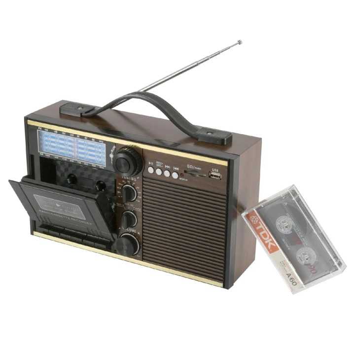 Radio portabil retro cu casetofon Radio 11 benzi /USB-MP3 /Bluetooth / SD SAL RRT 11B