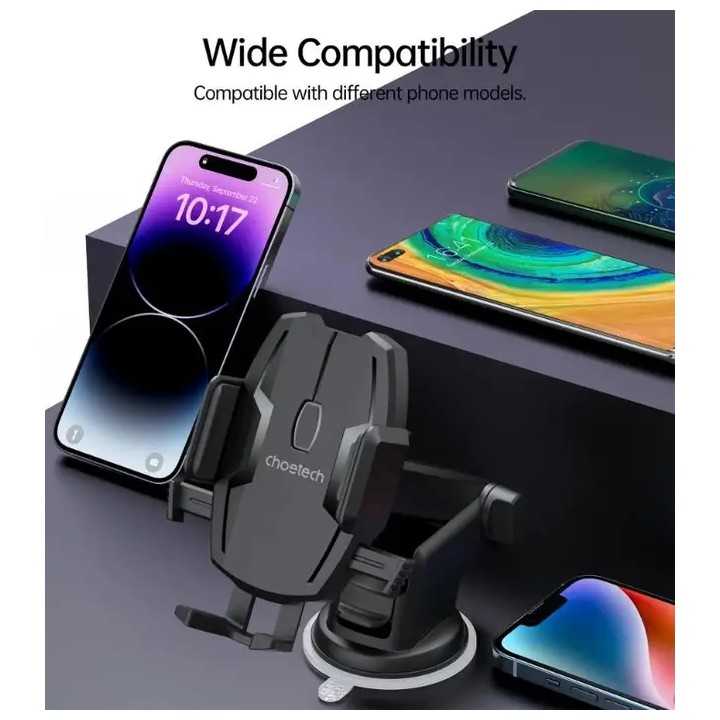 Suport auto universal pentru telefon prindere pe bord /parbriz sau ventilatie brat telescopic H043 Choetech