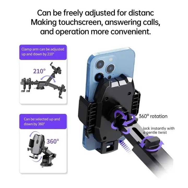 Suport auto universal pentru telefon prindere pe bord /parbriz sau ventilatie brat telescopic H043 Choetech