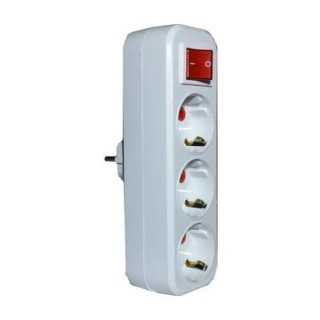 Triplu stecher SCHUKO liniar + intrerupator 3500W 16A Mutlusan 001 170 033004 00 00