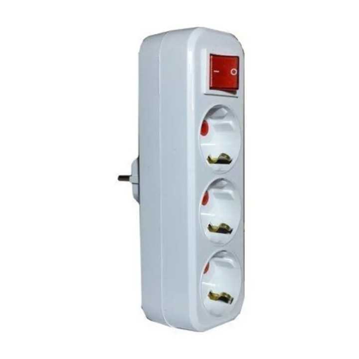 Triplu stecher SCHUKO liniar + intrerupator 3500W 16A Mutlusan 001 170 033004 00 00
