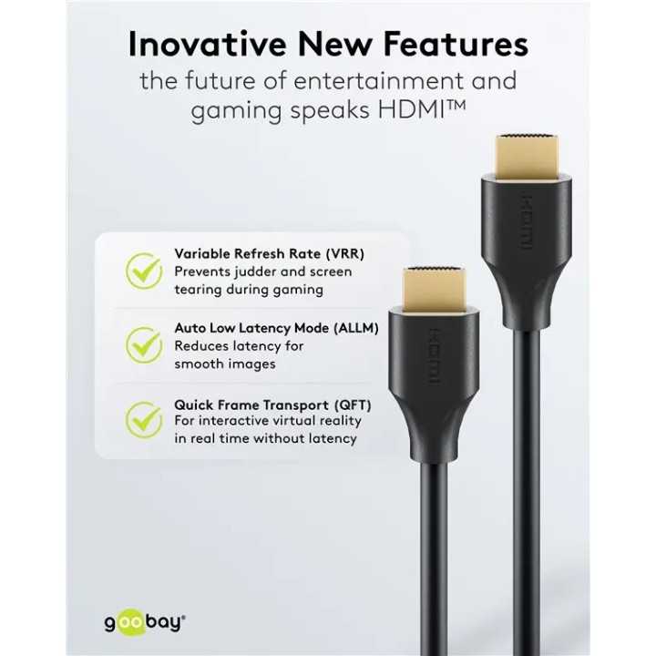 Cablu HDMI v2.2 0.5m UltraHD eARC 16K /60Hz 96Gbit/s 8K/60Hz 4K240Hz Goobay 80073