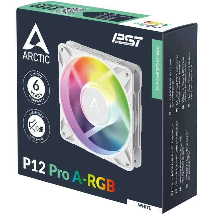 Ventilator P12 Pro A-RGB 120x120x25mm PWM 600-3000rpm 4-pin alb ARCTIC ACFAN00311A