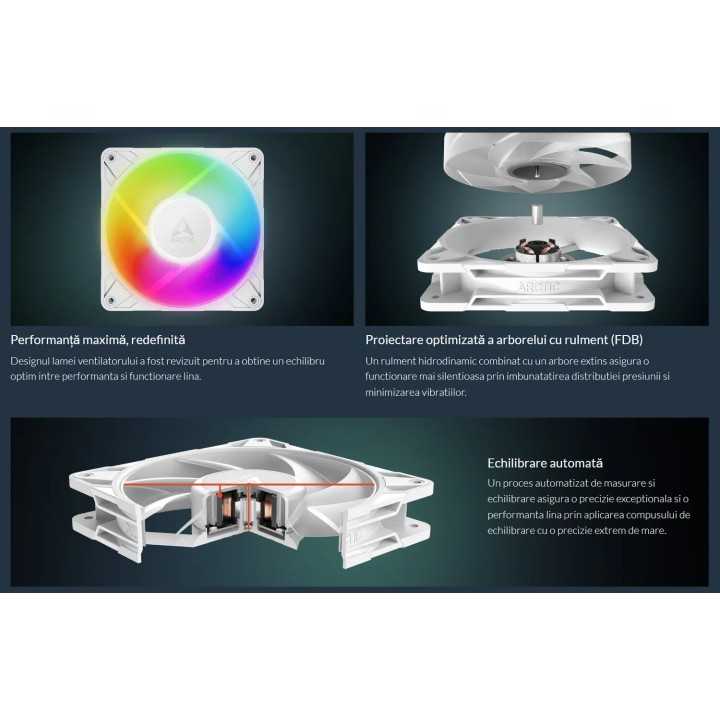 Ventilator P12 Pro A-RGB 120x120x25mm PWM 600-3000rpm 4-pin alb ARCTIC ACFAN00311A