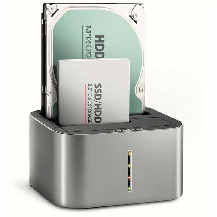 Docking station AXAGON ADSA-DC DUAL DOCK HDD /SSD 2.5" /3.5" 5Gbit/s SATA 3.0 USB 3.2 Gen1