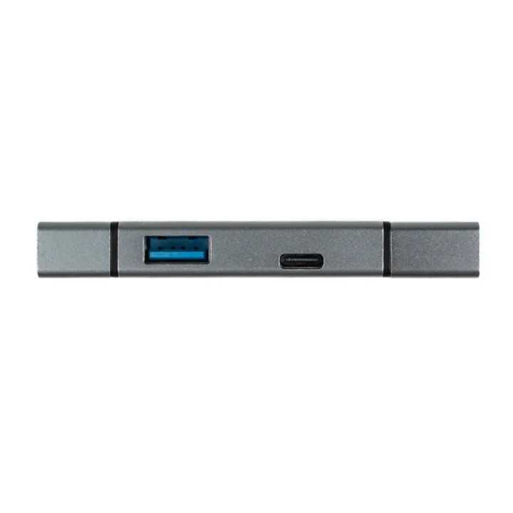 CARD READER extern SPACER SPCR-TYPEC-USB-01 4 in 1 USB 2.0 USB Type C - SD micro SD 1x mama USB si Type-C aluminiu