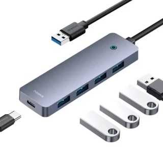 HUB extern Baseus B0005280B811-02 UltraJoy 4 in 1 input USB output USB Type-C + 4x USB3.0 cablu 100cm gri