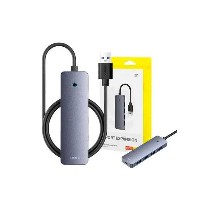 HUB extern Baseus B0005280B811-02 UltraJoy 4 in 1 input USB output USB Type-C + 4x USB3.0 cablu 100cm gri