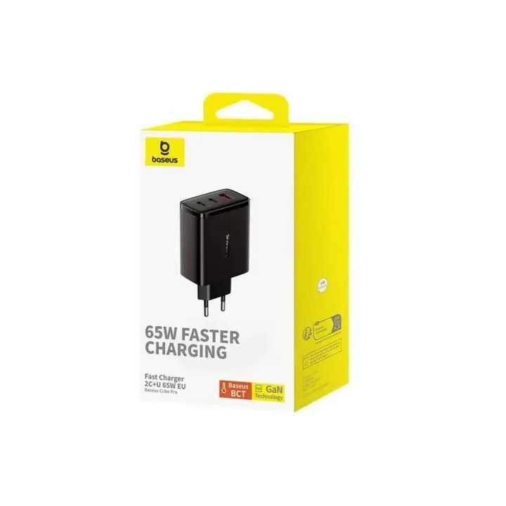 Incarcator retea Baseus P10152301113-00 Cube Pro Quick Charge 65W 2x USB Type-C 5V/3A 1x USB negru