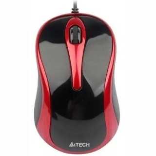 Mouse A4tech N-350-2 cu fir USB optic 1000dpi butoane/scroll 3/1 negru/rosu