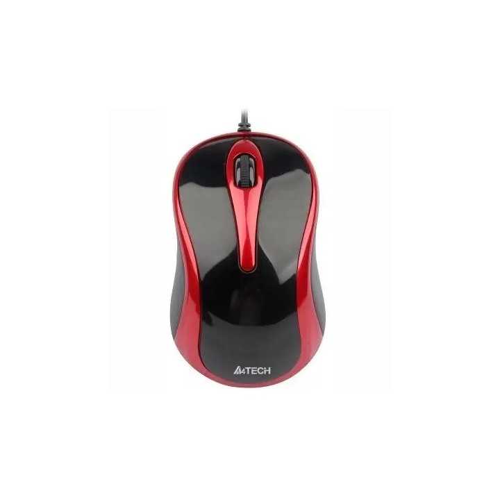 Mouse A4tech N-350-2 cu fir USB optic 1000dpi butoane/scroll 3/1 negru/rosu