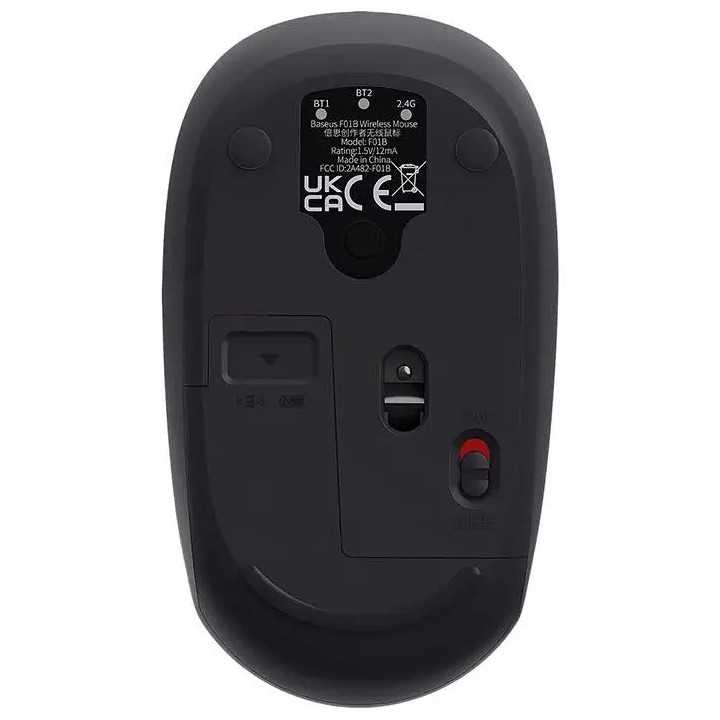 Mouse Baseus B01055503833-00 wireless 2.4GHz si Bluetooth optic 800/1200/1600dpi butoane/scroll 3/1 gri