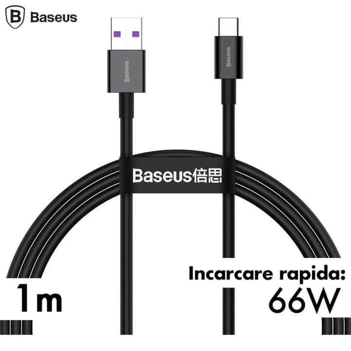 Cablu Baseus CATYS-B01 USB - Tip C 1m 66W 6A PD2.0 negru