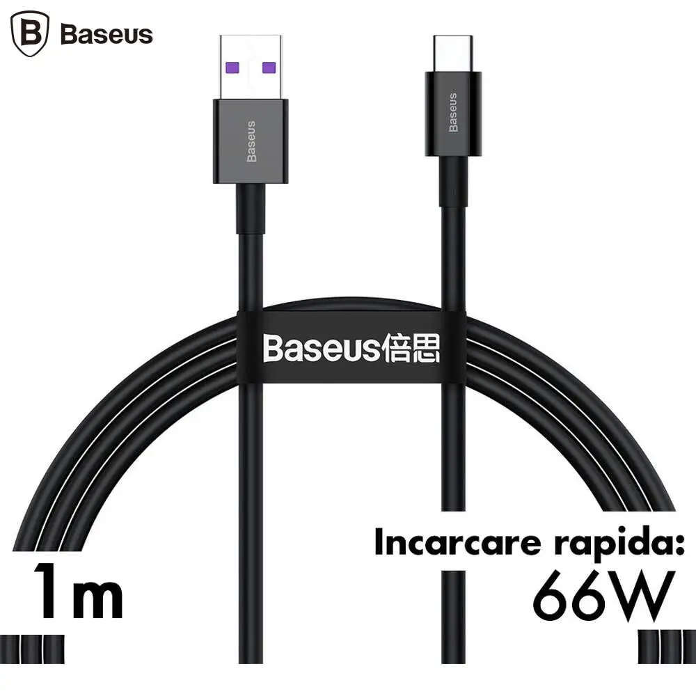 Cablu Baseus CATYS-B01 USB - Tip C 1m 100W 6A PD2.0 negru
