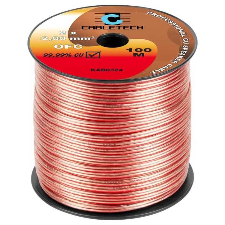 Cablu difuzor OFC cupru 2x2mm2 transparent 1m Cabletech KAB0324-1