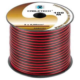 Cablu 10m difuzor cupru 2x0.5mm2 rosu/negru Cabletech KAB0382-10
