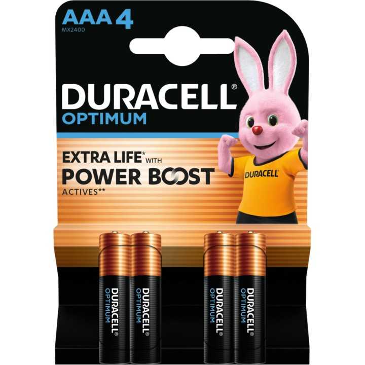 Set baterii alcaline DURACELL OPTIMUM AAA R03 4buc MX2400