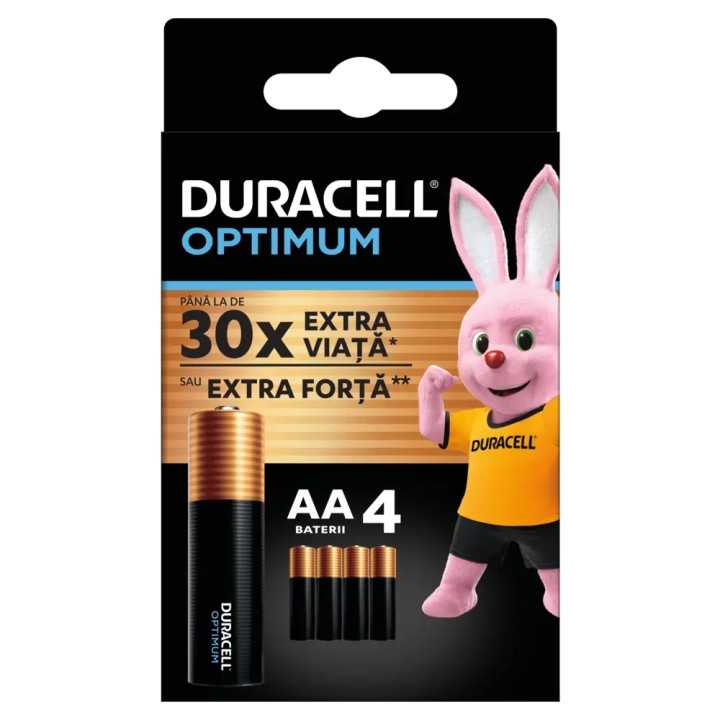 Set baterii alcaline AA R6 DURACELL OPTIMUM 4buc MX1500
