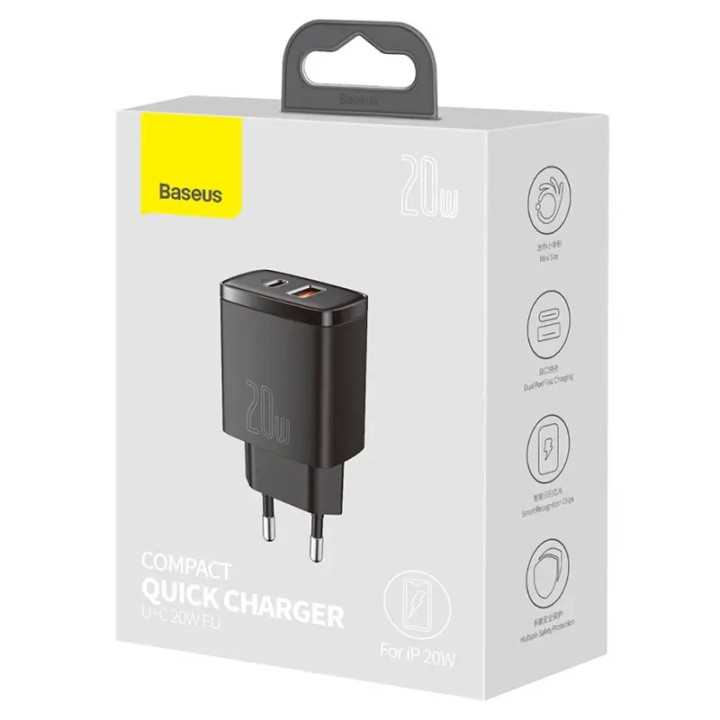 Incarcator retea QC3.0 20W BASEUS CCXJ-B01 USB-C + USB-A