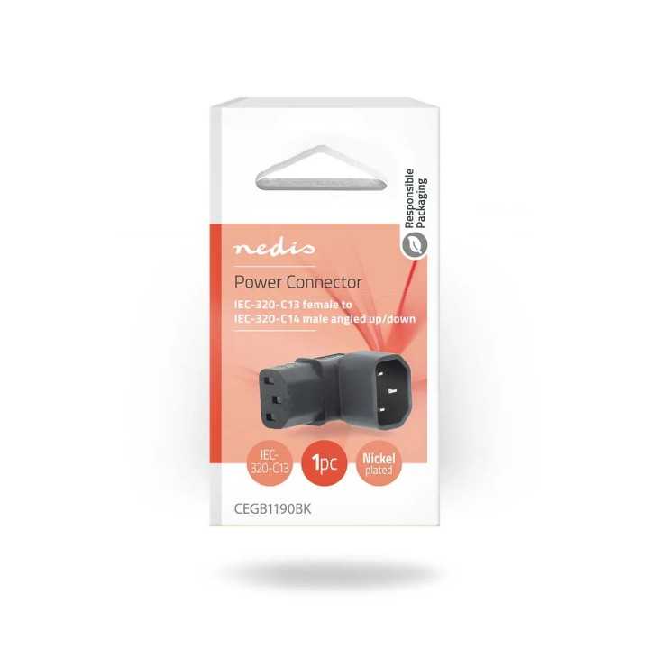 Conector alimentare IEC-320-C13 - IEC-320-C14 cotit 90 Nedis CEGB1190BK