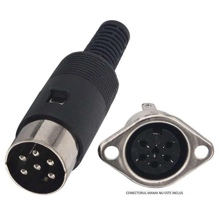 Conector DIN Nedis 6-pini tata 1buc negru CAVC20903BK