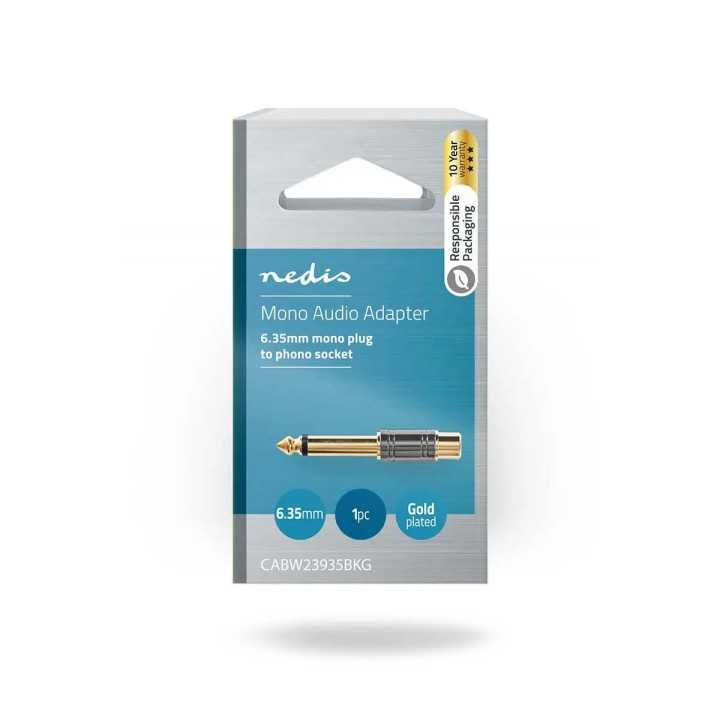 Adaptor audio MONO JACK 6.35 mm tata - RCA mama gri Nedis
