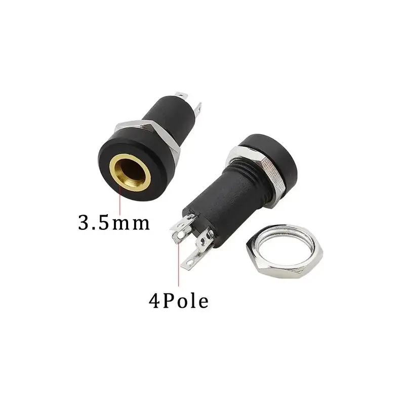 Mufa mama JACK 3.5 mm 4Pini 4 Contacte pe panou platic filet lung