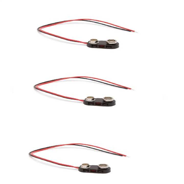Set 3 conectori pentru baterii 9V ranforsate pe fir 15 cm M`N`C 05316-3