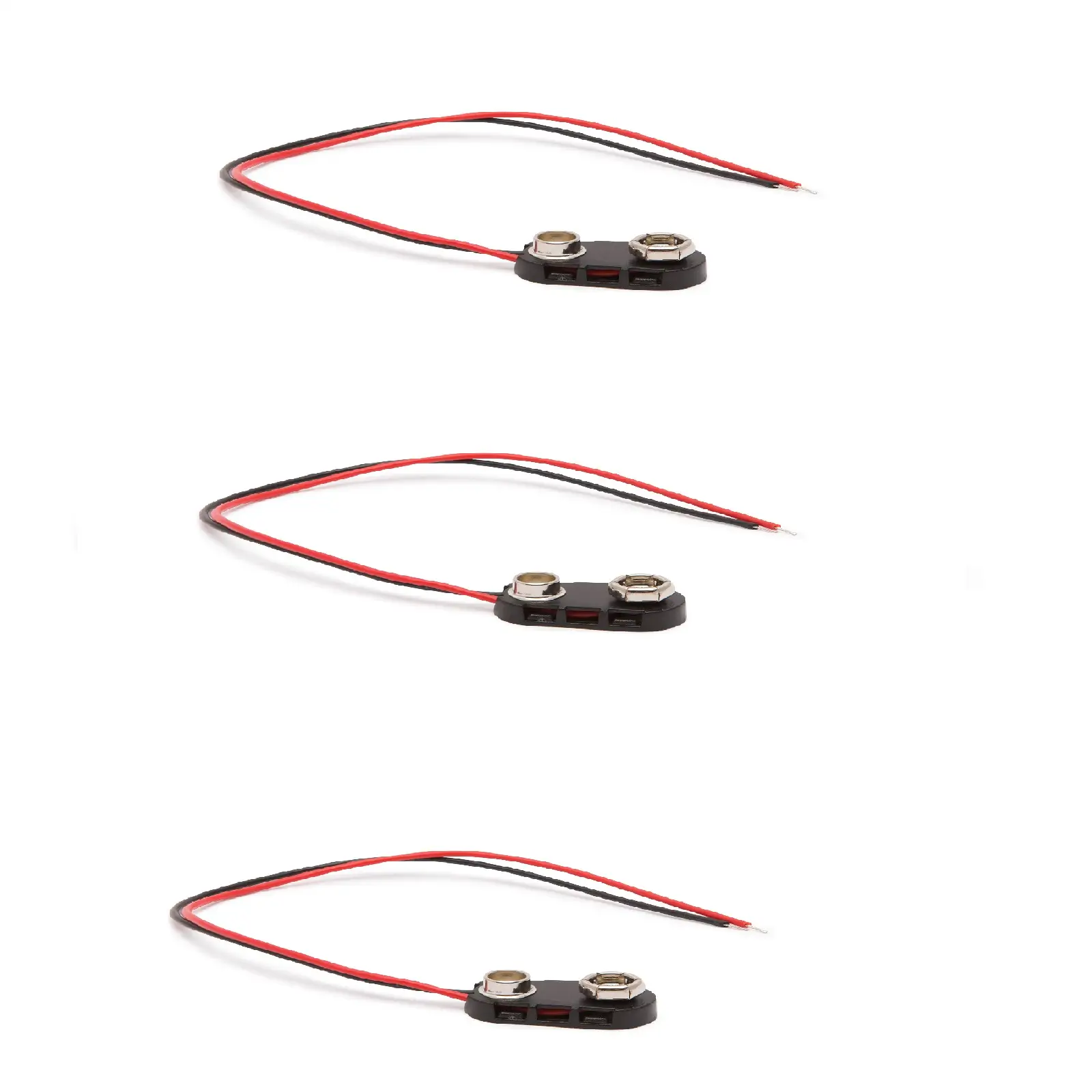 Set 3 conectori pentru baterii 9V ranforsate pe fir 15 cm M`N`C 05316-3