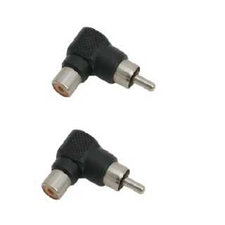 Set 2 adaptoare RCA tata 90 grade la RCA mama plastic negru M`N`C 05733-2